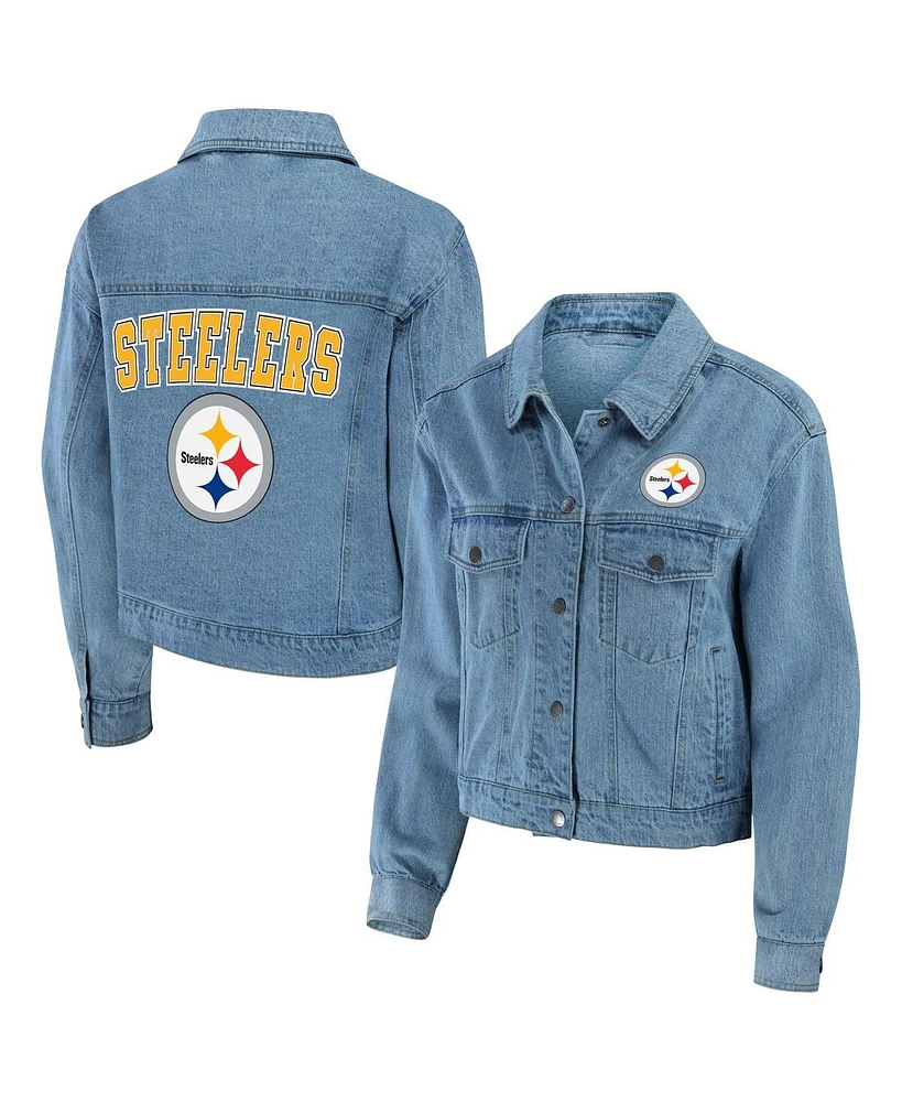 Women's Wear by Erin Andrews Pittsburgh Steelers Full-Snap Denim Jacket