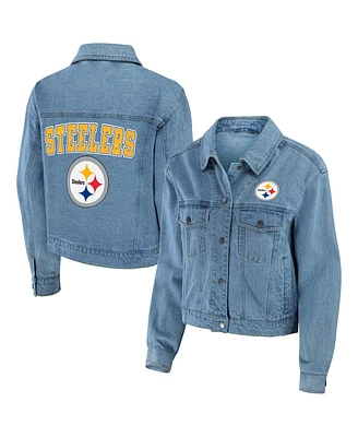 Women's Wear by Erin Andrews Pittsburgh Steelers Full-Snap Denim Jacket