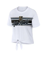 Women's Wear by Erin Andrews White Vegas Golden Knights Front Knot T-shirt