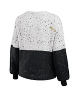 Women's Wear by Erin Andrews White, Black Pittsburgh Steelers Lighweight Modest Crop Color-Block Pullover Sweater
