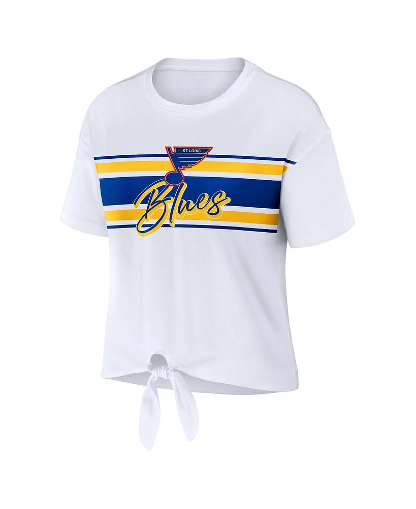 Women's Wear by Erin Andrews White St. Louis Blues Front Knot T-shirt