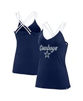 Women's Fanatics Navy Dallas Cowboys Go For It Strappy Crossback Tank Top