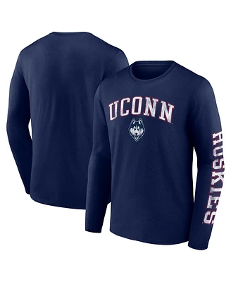 Men's Fanatics Navy UConn Huskies Distressed Arch Over Logo Long Sleeve T-shirt