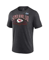 Men's Fanatics Heather Charcoal Kansas City Chiefs Super Bowl Lvii Tri-Blend Triangle Strategy T-shirt