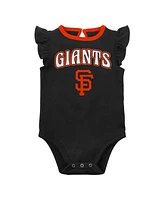 Baby Girls Black, Heather Gray San Francisco Giants Little Fan Two-Pack Bodysuit Set