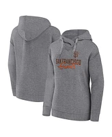 Women's Fanatics Heather Gray San Francisco Giants Script Favorite Lightweight Fitted Pullover Hoodie