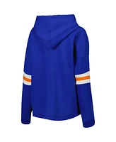 Women's Pressbox Royal Distressed Florida Gators Super Pennant Pullover Hoodie