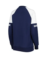 Women's Starter Navy, Red Cleveland Guardians Baseline Raglan Pullover Sweatshirt