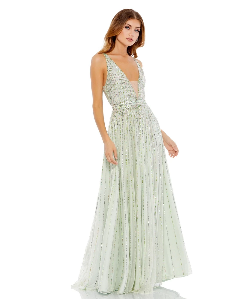 Women's V Neck Gown