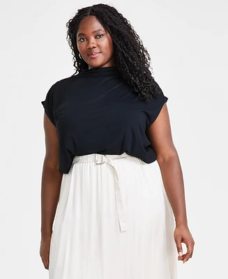 Bar Iii Trendy Plus Size Short-Sleeve Blouson Tee, Created for Macy's