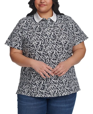 Tommy Hilfiger Plus Buttercup Floral-Print Polo Shirt