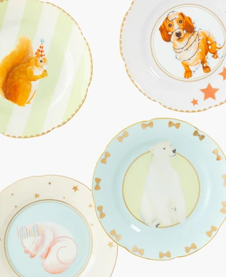 Yvonne Ellen Squirrel, Doggie, Mousey, Polar Bear Tea Plates, Set of 4