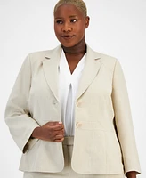 Le Sui Plus Size Two Button Jacket & Extended-Tab Pantsuit