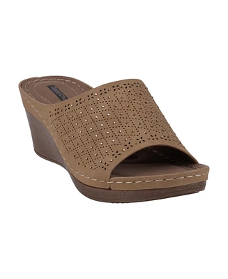 Gc Shoes Women's Atlanta Studded Comfort Slip-On Wedge Sandals