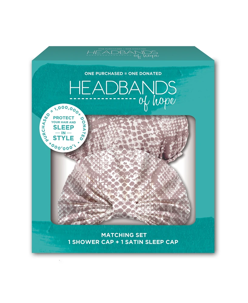 Headbands of Hope Women's Shower + Sleep Cap Set - Snake Print