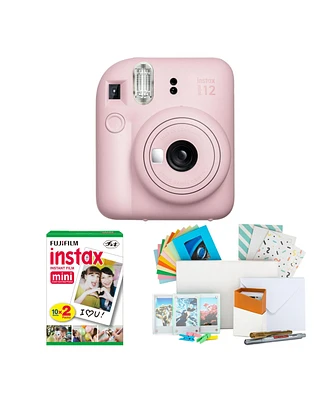 Fujifilm Instax Mini 12 Instant Camera Blossom Pink and Instax Film Kit Bundle