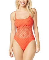 Carmen Marc Valvo Women's Crochet One-Piece Swimsuit