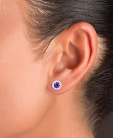 Amethyst (1-1/2 ct. t.w.) & Lab-Grown White Sapphire (1/2 Halo Birthstone Stud Earrings Sterling Silver (Also Additional Birthstones)