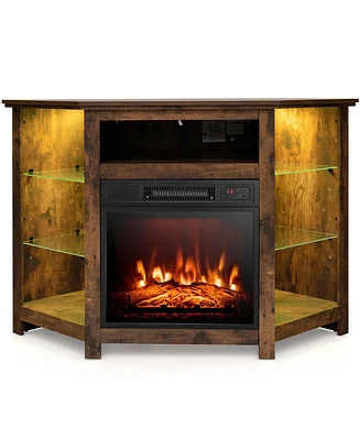 Costway Fireplace Tv Stand with Led Lights & 18'' Electric for Tvs up to 50''