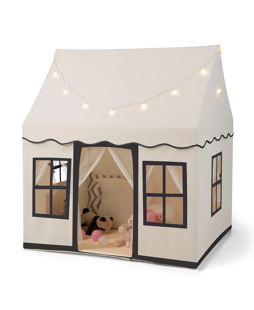 Costway Kids Play Castle Tent Large Playhouse Toys Gifts with Star Lights Washable Mat