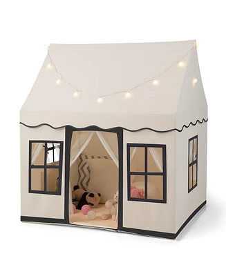 Costway Kids Play Castle Tent Large Playhouse Toys Gifts with Star Lights Washable Mat