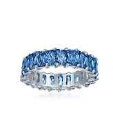 Bling Jewelry Art Deco Style Cz Cubic Zirconia Eternity Baguette Band Ring .925 Sterling Silver 4MM