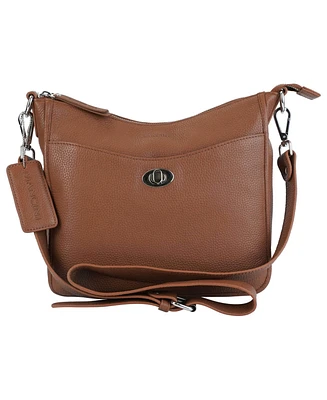 Mancini Pebble Elizabeth Leather Crossbody Handbag