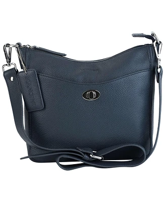 Mancini Pebble Elizabeth Leather Crossbody Handbag