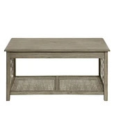 Office Star Cambridge 42" Wooden Coffee Table in Bone Finish