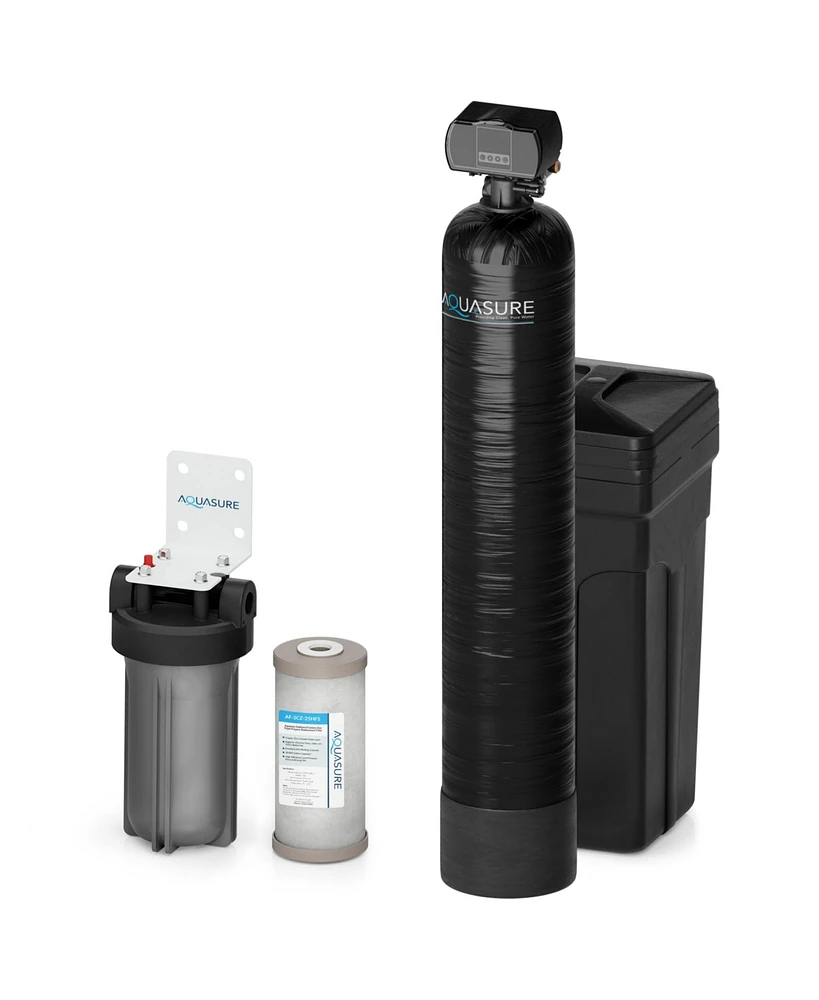 Aquasure Harmony Series | 48,000 Grains Water Softener with 10" Sediment/Carbon/Zinc Triple Purpose Whole House Water Filter