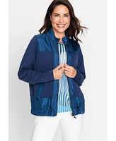 Olsen Mixed Media Zip Front Jacket