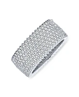 Bling Jewelry Pave Cubic Zirconia 5 Row Wide Cz Eternity Band Ring For Women .925 Sterling Silver