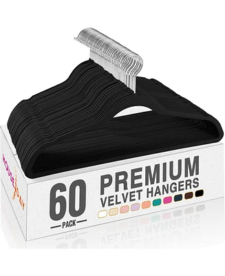 17.5 Inch Silver Hook Velvet Hangers 60 Pack