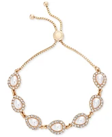 Charter Club Gold-Tone Pave & Color Imitation Pearl Slider Bracelet, Created for Macy's