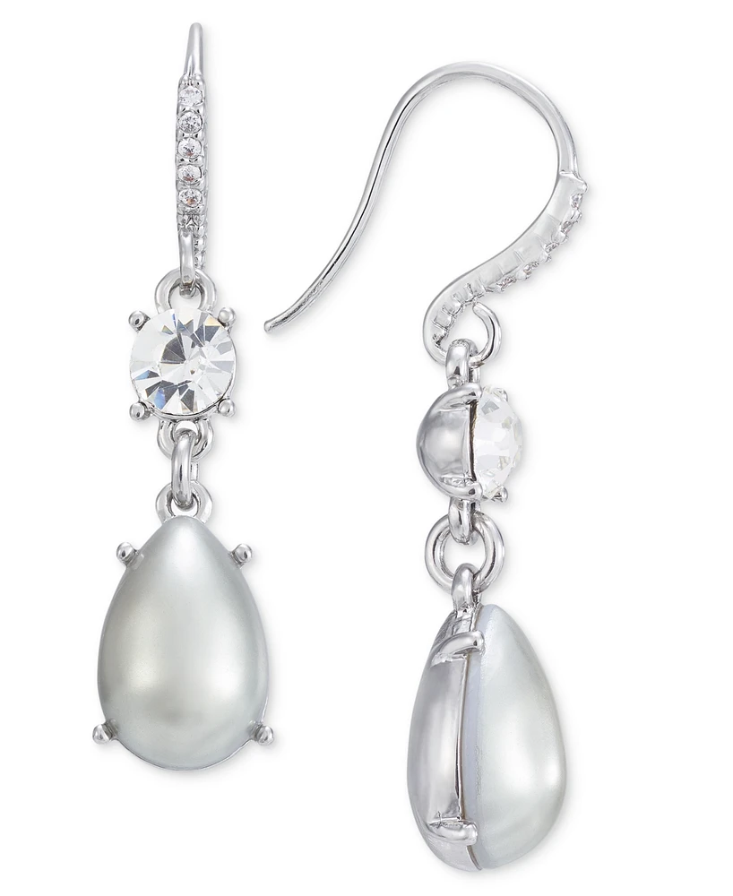 Charter Club Silver-Tone Crystal & Color Imitation Pearl Drop Earrings, Created for Macy's