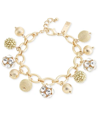 I.n.c. International Concepts Gold-Tone Crystal & Thread-Wrapped Bead Charm Bracelet, Created for Macy's