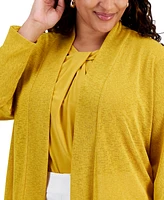 Kasper Plus Size Collarless Open-Front Jacket