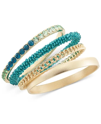 I.n.c. International Concepts Gold-Tone 4-Pc. Set Color Stone & Bead Bangle Bracelets, Created for Macy's