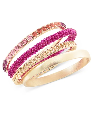 I.n.c. International Concepts Gold-Tone 4-Pc. Set Color Stone & Bead Bangle Bracelets, Created for Macy's