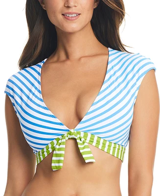 Bleu by Rod Beattie Women's Cropped Tie-Front Swim Top