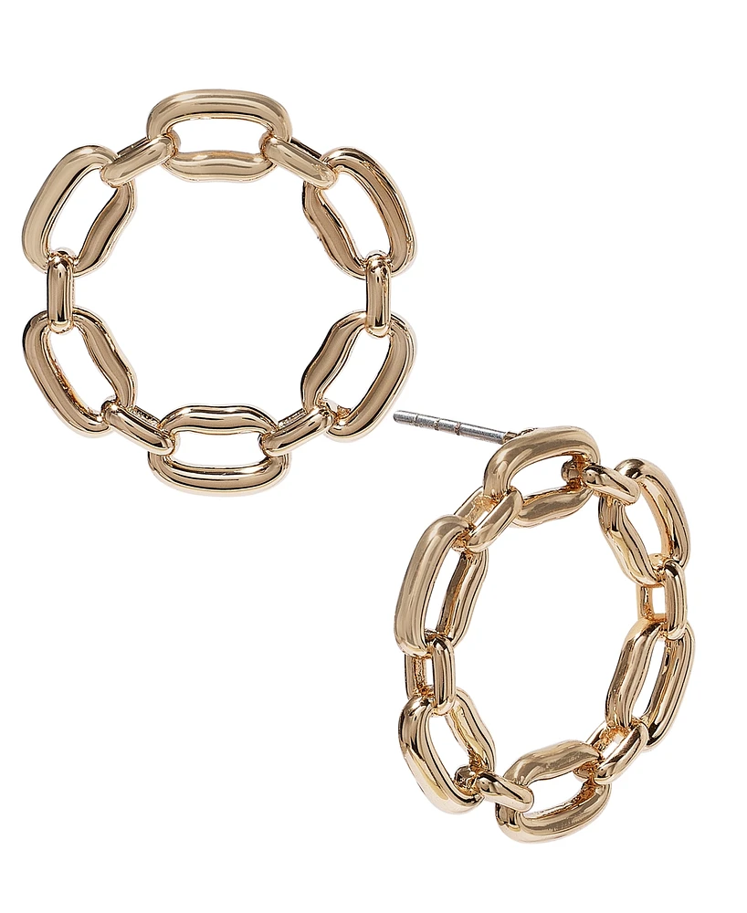 On 34th Small Chain Link Front-Facing Hoop Earrings, 0.88", Created for Macy's