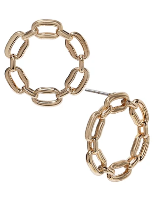 On 34th Small Chain Link Front-Facing Hoop Earrings, 0.88", Created for Macy's