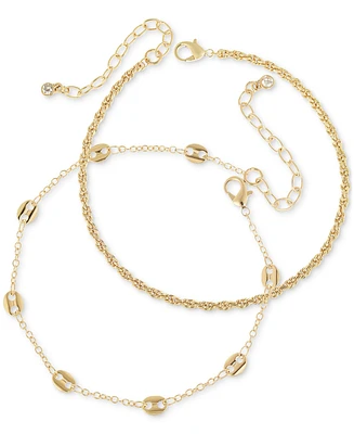 On 34th 2-Pc. Set Mariner Link & Twist Chain Anklet, Created for Macy's