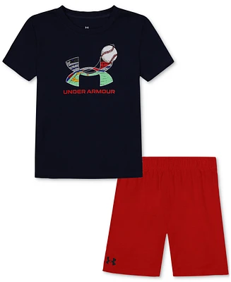 Under Armour Toddler & Little Boys Ua Baseball Graphic T-Shirt Shorts, 2 Piece Set