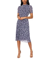 Msk Petite Floral Print Puff Sleeve Midi Dress