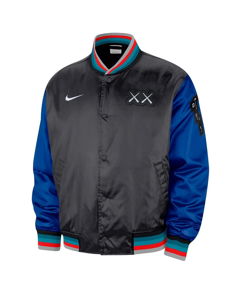 Men's Nike Charcoal Brooklyn Nets 2023/24 City Edition Courtside Premier Full-Snap Bomber Jacket