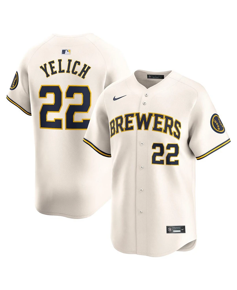 Men's Nike Christian Yelich Cream Milwaukee Brewers Home Limited Player Jersey