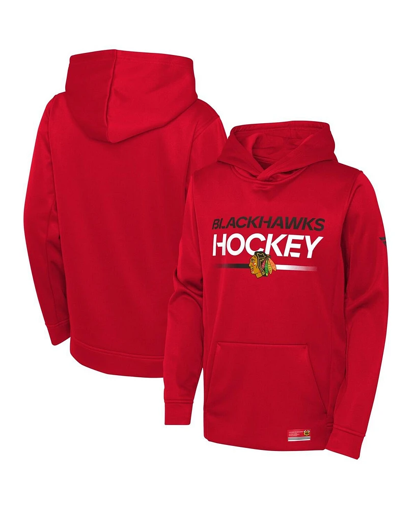 Big Boys Fanatics Red Chicago Blackhawks Authentic Pro Pullover Hoodie