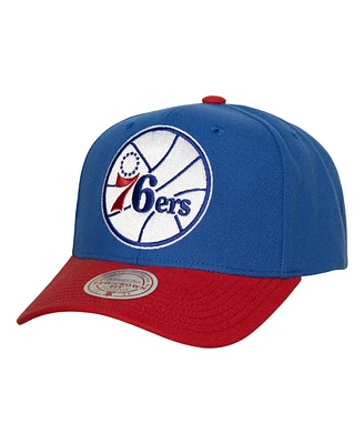 Men's Mitchell & Ness Royal, Red Philadelphia 76ers Soul Xl Logo Pro Crown Snapback Hat