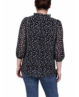 Ny Collection Women's 3/4 Sleeve Chiffon Blouse